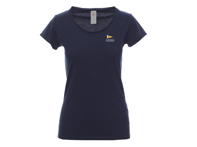 W Camiseta Crew Algodón Navy